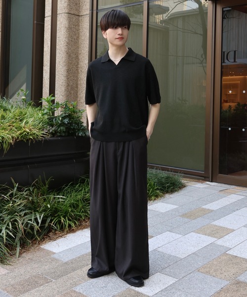 LUENNA（ルエナ）の「【LUENNA】 Skipper Knit Polo Shirt / スキッパー ニットポロシャツ（ポロシャツ・メンズ・ブルー/ブラウン/チャコールグレー/ダークグリーン/ブラック・L/M/S）」の6枚目の写真