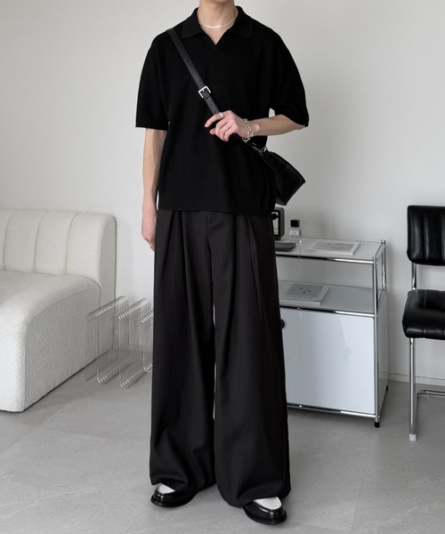 LUENNA（ルエナ）の「【LUENNA】 Skipper Knit Polo Shirt / スキッパー ニットポロシャツ（ポロシャツ・メンズ・ブルー/ブラウン/チャコールグレー/ダークグリーン/ブラック・L/M/S）」の9枚目の写真