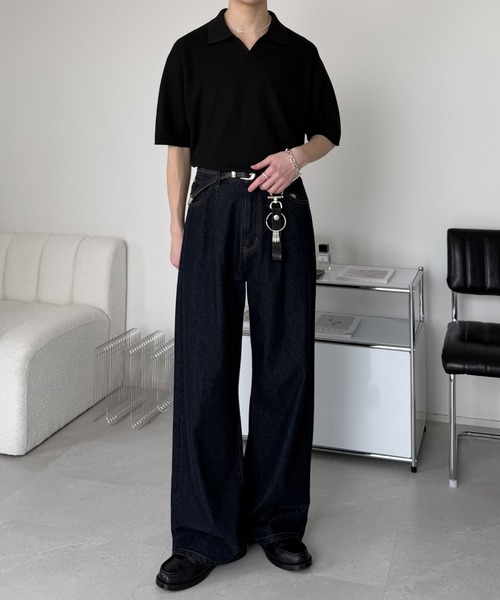 LUENNA（ルエナ）の「【LUENNA】 Skipper Knit Polo Shirt / スキッパー ニットポロシャツ（ポロシャツ・メンズ・ブルー/ブラウン/チャコールグレー/ダークグリーン/ブラック・L/M/S）」の10枚目の写真