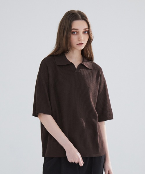 ANEI スキッパーニットポロ LUENNA】 Skipper Knit Polo Shirt / スキッパー ニット