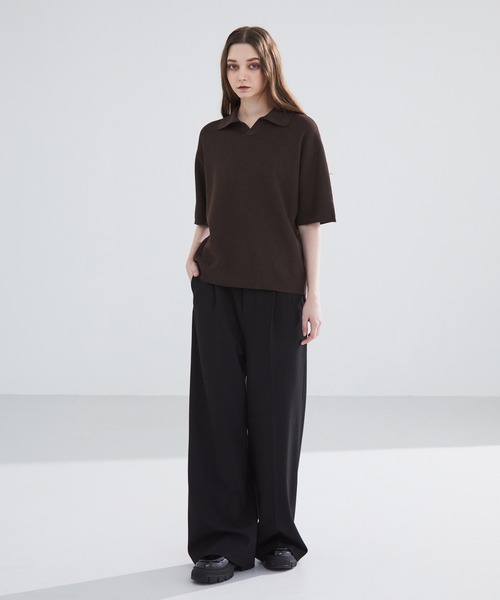 定価27,500円【phlannel】ドライタッチ素材スキッパーニットポロシャツ 定価27,【phlannel】ドライタッチ素材スキッパーニットポロシャツ