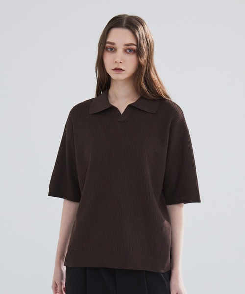 LUENNA】 Skipper Knit Polo Shirt / スキッパー ニットポロシャツ 