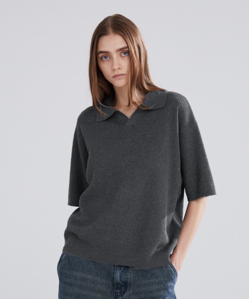 LUENNA】 Skipper Knit Polo Shirt / スキッパー ニットポロシャツ