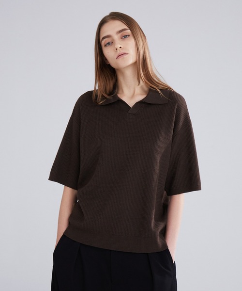 LUENNA】 Skipper Knit Polo Shirt / スキッパー ニットポロシャツ