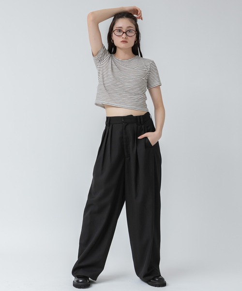 クラネ THERMAL CROPPED TOPS ボーダー ショート丈 THERMAL CROPPED TOPS クラネclane ボーダー