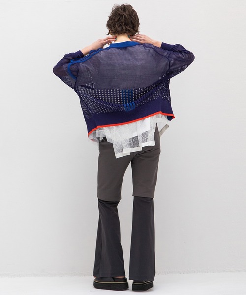 アウラアイラ ニットコンビネーションブルゾン MESH COMBINATION KNIT BLOUSON — aulaaila