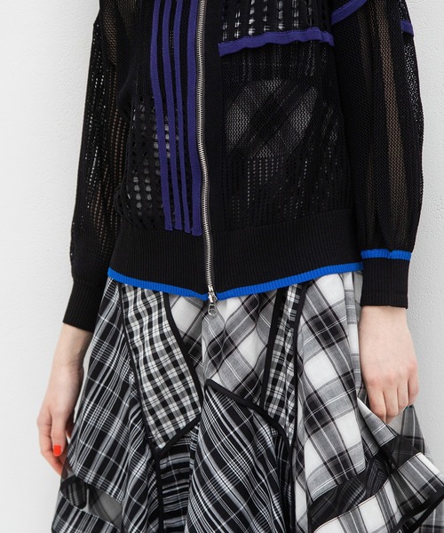 アウラアイラ ニットコンビネーションブルゾン MESH COMBINATION KNIT BLOUSON — aulaaila
