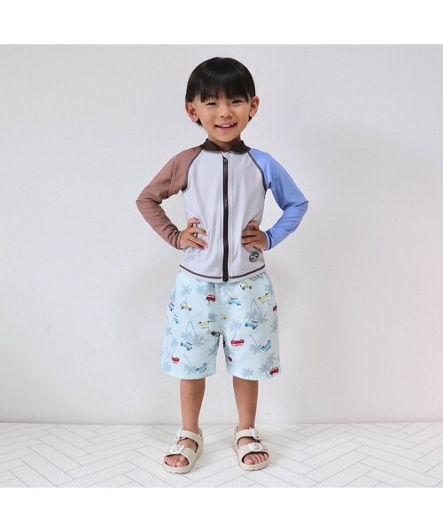 apres les cours(アプレレクール)の「【UVカット】サファリカー・海モチーフ・ヨット柄トランクス水着(水着・キッズ・グリーン/ネイビー/イエロー・80/90/100/110/120/130)」の4枚目の写真