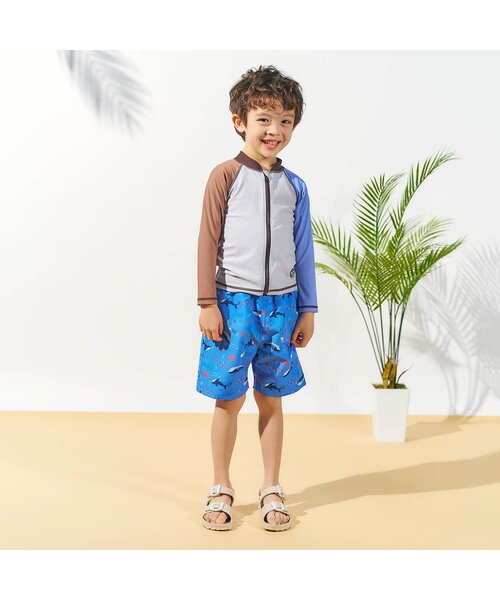 apres les cours(アプレレクール)の「【UVカット】サファリカー・海モチーフ・ヨット柄トランクス水着(水着・キッズ・グリーン/ネイビー/イエロー・80/90/100/110/120/130)」の5枚目の写真