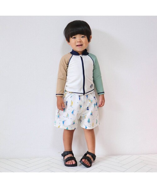 apres les cours(アプレレクール)の「【UVカット】サファリカー・海モチーフ・ヨット柄トランクス水着(水着・キッズ・グリーン/ネイビー/イエロー・80/90/100/110/120/130)」の11枚目の写真