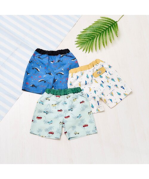 apres les cours(アプレレクール)の「【UVカット】サファリカー・海モチーフ・ヨット柄トランクス水着(水着・キッズ・グリーン/ネイビー/イエロー・80/90/100/110/120/130)」の13枚目の写真