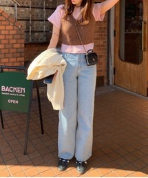 Reurie' | ストレートデニム/straight denim ロング丈 ベーシック ジーンズ カジュアル 韓国 ナチュラル きれいめ(デニムパンツ)