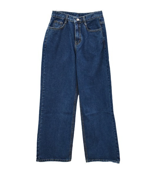 Reurie'（レウリィ）の「ストレートデニム／straight denim ロング丈 ベーシック ジーンズ カジュアル 韓国 ナチュラル きれいめ（デニムパンツ・レディース・ネイビー/ブルー・S/M）」の8枚目の写真