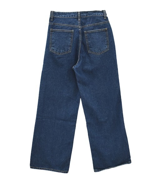 Reurie'（レウリィ）の「ストレートデニム／straight denim ロング丈 ベーシック ジーンズ カジュアル 韓国 ナチュラル きれいめ（デニムパンツ・レディース・ネイビー/ブルー・S/M）」の9枚目の写真