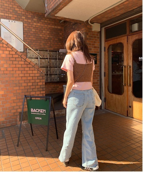 Reurie'（レウリィ）の「ストレートデニム／straight denim ロング丈 ベーシック ジーンズ カジュアル 韓国 ナチュラル きれいめ（デニムパンツ・レディース・ネイビー/ブルー・S/M）」の3枚目の写真