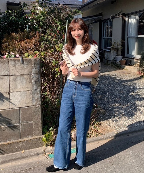 Reurie'（レウリィ）の「ストレートデニム／straight denim ロング丈 ベーシック ジーンズ カジュアル 韓国 ナチュラル きれいめ（デニムパンツ・レディース・ネイビー/ブルー・S/M）」の13枚目の写真