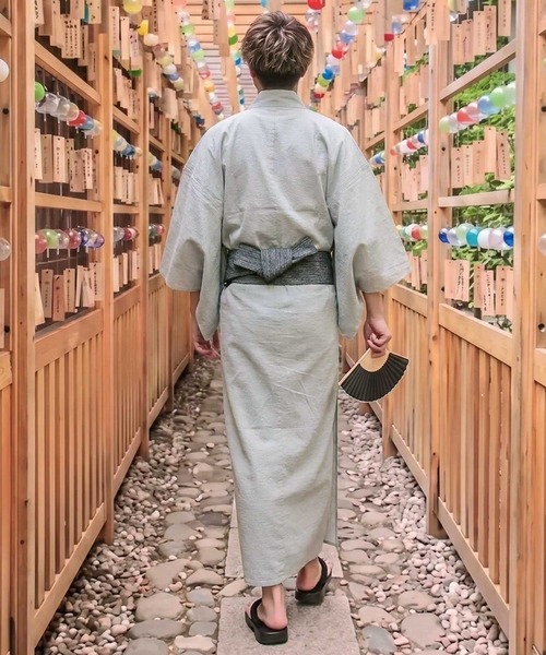 セール】Shijira-Weave YUKATA / しじら織り 浴衣 4点セット (帯 下駄