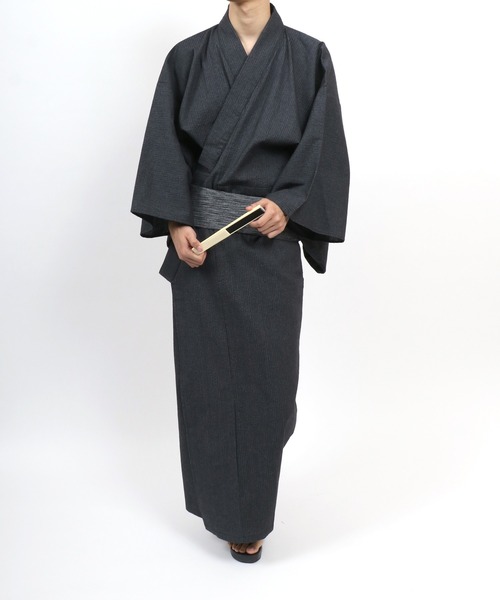 セール】YUKATA/しじら織り 浴衣 4点セット 男性浴衣 帯 下駄