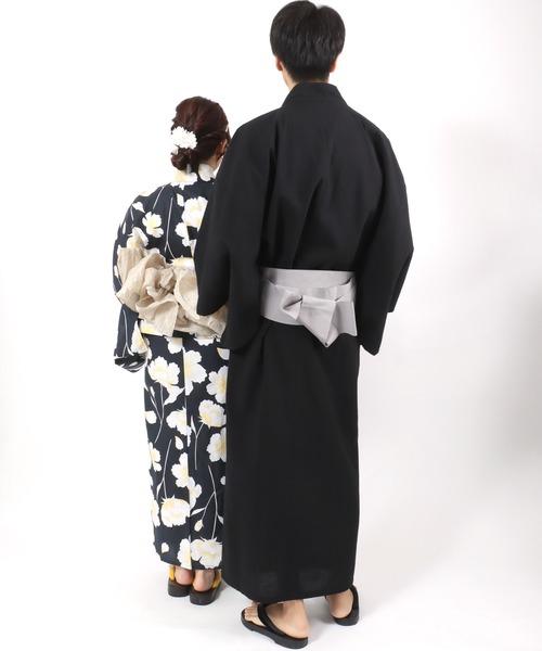 ANPAS(アンパス)の「Shijira-Weave YUKATA / しじら織り 浴衣 4点セット (帯 下駄 扇子付き) メンズ 紳士用 和装 夏祭り 花火大会(浴衣・メンズ・ネイビー/ブラック系その他4/ブラック系その他2/グレー/ブラック系その他/ブラック系その他3/ブラック系その他6/ブラック系その他5/ワイン/グレー系その他・M/L/LL)」の12枚目の写真