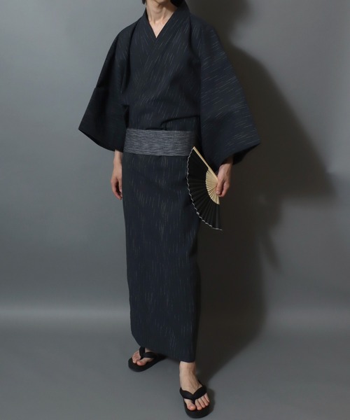 ANPAS(アンパス)の「Shijira-Weave YUKATA / しじら織り 浴衣 4点セット (帯 下駄 扇子付き) メンズ 紳士用 和装 夏祭り 花火大会(浴衣・メンズ・ネイビー/ブラック系その他4/ブラック系その他2/グレー/ブラック系その他/ブラック系その他3/ブラック系その他6/ブラック系その他5/ワイン/グレー系その他・M/L/LL)」の15枚目の写真