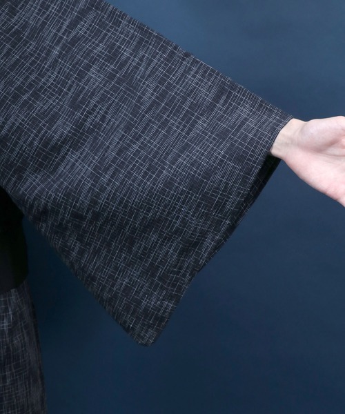 ANPAS(アンパス)の「Shijira-Weave YUKATA / しじら織り 浴衣 4点セット (帯 下駄 扇子付き) メンズ 紳士用 和装 夏祭り 花火大会(浴衣・メンズ・ネイビー/ブラック系その他4/ブラック系その他2/グレー/ブラック系その他/ブラック系その他3/ブラック系その他6/ブラック系その他5/ワイン/グレー系その他・M/L/LL)」の20枚目の写真