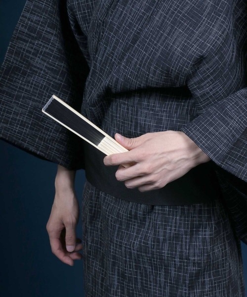 ANPAS(アンパス)の「Shijira-Weave YUKATA / しじら織り 浴衣 4点セット (帯 下駄 扇子付き) メンズ 紳士用 和装 夏祭り 花火大会(浴衣・メンズ・ネイビー/ブラック系その他4/ブラック系その他2/グレー/ブラック系その他/ブラック系その他3/ブラック系その他6/ブラック系その他5/ワイン/グレー系その他・M/L/LL)」の22枚目の写真