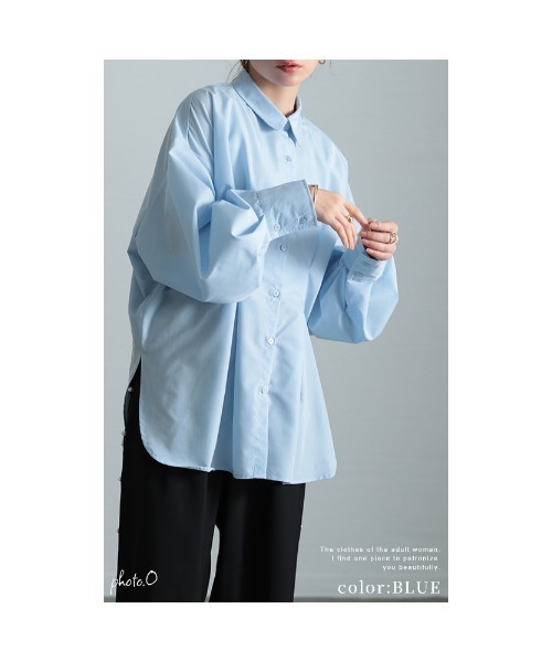 Sawa a la mode（サワアラモード）の「ボリューム袖タックブラウス（シャツ/ブラウス・レディース・オフホワイト/ブルー・FREE）」の4枚目の写真