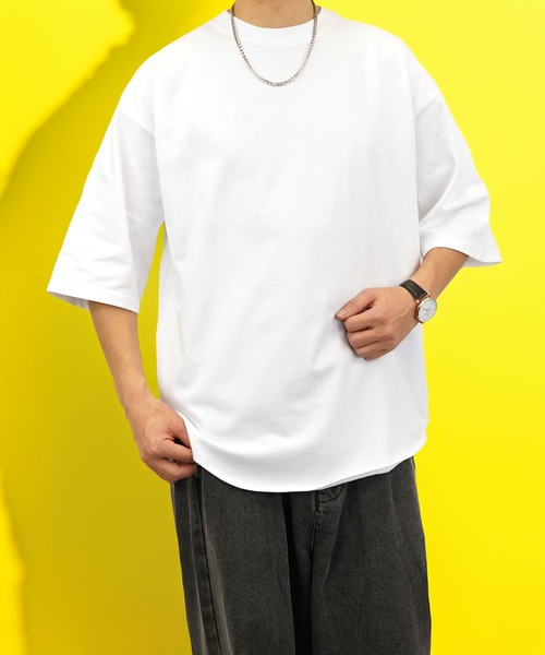 BAYBLO（ベイブロ）の「(GV)ユニセックス オーバーサイズヘビーウエイト無地裾ラウンドTシャツ（Tシャツ/カットソー・メンズ・スミクロ/ネイビー/ホワイト/ブラック・M/L/LL）」の10枚目の写真