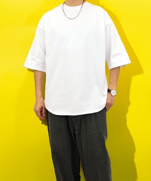 BAYBLO（ベイブロ）の「(GV)ユニセックス オーバーサイズヘビーウエイト無地裾ラウンドTシャツ（Tシャツ/カットソー・メンズ・スミクロ/ネイビー/ホワイト/ブラック・M/L/LL）」の11枚目の写真