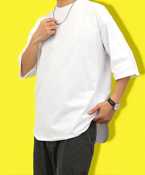 BAYBLO（ベイブロ）の「(GV)ユニセックス オーバーサイズヘビーウエイト無地裾ラウンドTシャツ（Tシャツ/カットソー・メンズ・スミクロ/ネイビー/ホワイト/ブラック・M/L/LL）」の12枚目の写真