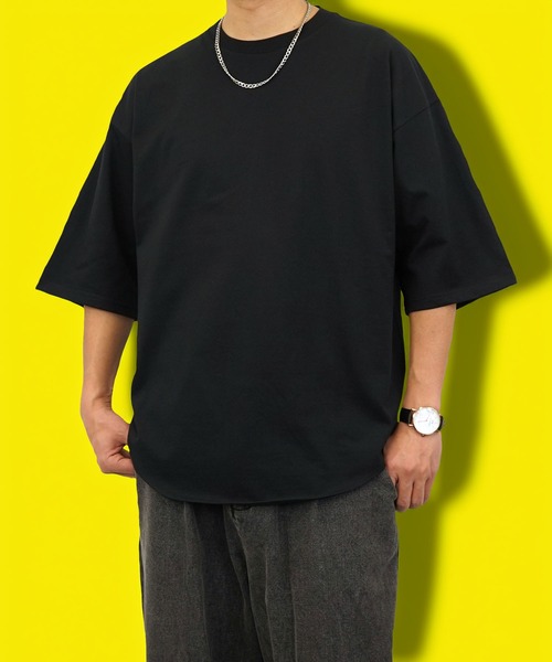 BAYBLO（ベイブロ）の「(GV)ユニセックス オーバーサイズヘビーウエイト無地裾ラウンドTシャツ（Tシャツ/カットソー・メンズ・スミクロ/ネイビー/ホワイト/ブラック・M/L/LL）」の16枚目の写真