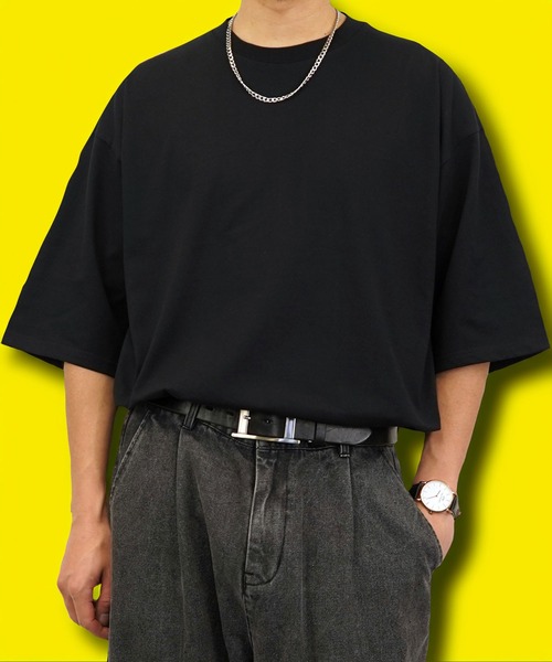 BAYBLO（ベイブロ）の「(GV)ユニセックス オーバーサイズヘビーウエイト無地裾ラウンドTシャツ（Tシャツ/カットソー・メンズ・スミクロ/ネイビー/ホワイト/ブラック・M/L/LL）」の18枚目の写真