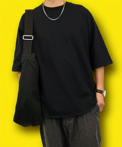 BAYBLO（ベイブロ）の「(GV)ユニセックス オーバーサイズヘビーウエイト無地裾ラウンドTシャツ（Tシャツ/カットソー・メンズ・スミクロ/ネイビー/ホワイト/ブラック・M/L/LL）」の19枚目の写真