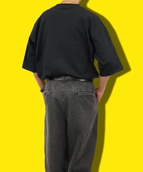 BAYBLO（ベイブロ）の「(GV)ユニセックス オーバーサイズヘビーウエイト無地裾ラウンドTシャツ（Tシャツ/カットソー・メンズ・スミクロ/ネイビー/ホワイト/ブラック・M/L/LL）」の21枚目の写真