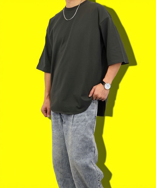 BAYBLO（ベイブロ）の「(GV)ユニセックス オーバーサイズヘビーウエイト無地裾ラウンドTシャツ（Tシャツ/カットソー・メンズ・スミクロ/ネイビー/ホワイト/ブラック・M/L/LL）」の22枚目の写真