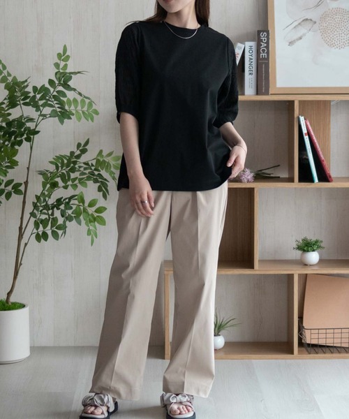 HusHusH(ハッシュアッシュ)の「HusHusH 袖異素材プルオーバー(Tシャツ/カットソー・レディース・ブラック/サックスブルー/オフホワイト・M/L)」の21枚目の写真