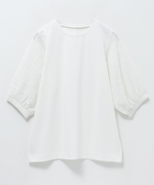 HusHusH(ハッシュアッシュ)の「HusHusH 袖異素材プルオーバー(Tシャツ/カットソー・レディース・ブラック/サックスブルー/オフホワイト・M/L)」の10枚目の写真