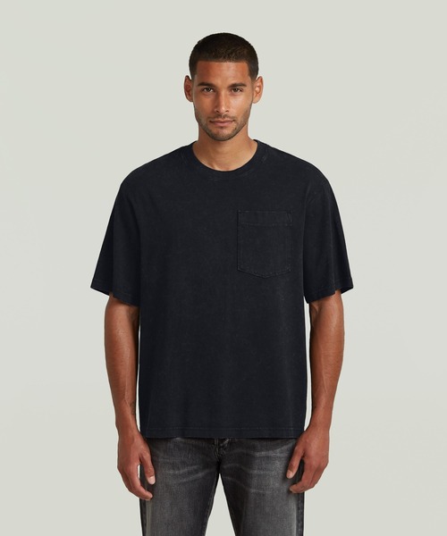 G-STAR（ジースター）の「ACID WASH BOXY T-SHIRT/ヴィンテージ加工ボクシーフィットオーバーサイズTシャツ（Tシャツ/カットソー・メンズ・ブラック系その他/ブルー系その他・X-SMALL/SMALL/MEDIUM/LARGE/X-LARGE）」の3枚目の写真