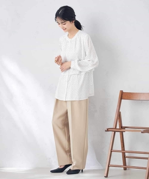 a.v.v(アーヴェヴェ)の「【前後2WAY】幾何柄レイヤード風ブラウス(シャツ/ブラウス・レディース・ホワイト・36/38/40/34/42)」の5枚目の写真
