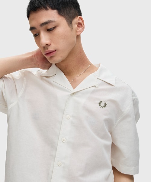 Fred Perry フレッドペリー ツイル オーバー シャツ Ecru L Fred Perry