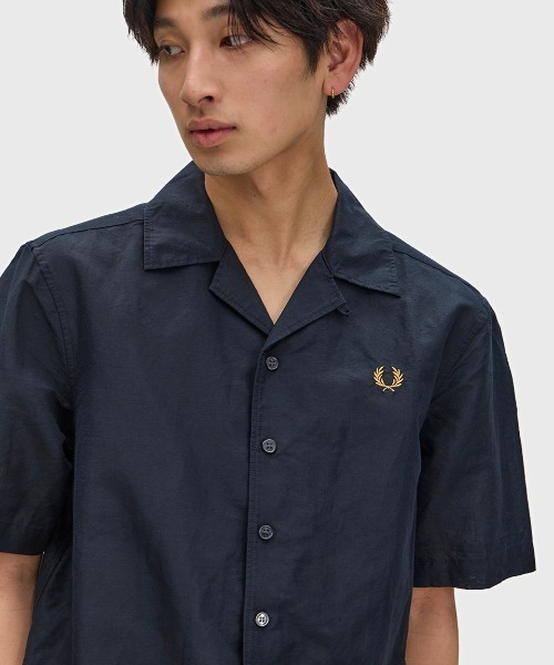 FRED PERRY(フレッドペリー)の「Linen Blend Revere Collar Shirt/リネンブレンドオープンカラーシャツ(シャツ/ブラウス・メンズ・ライトベージュ/ブルー/ネイビー/ブラック/ホワイト・S/M/L)」の19枚目の写真
