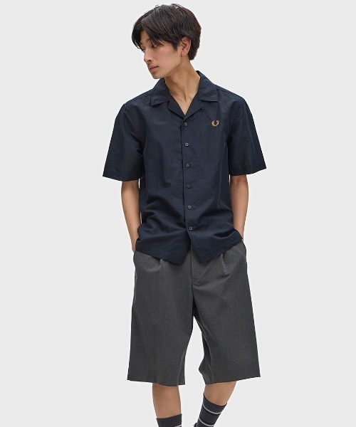 FRED PERRY(フレッドペリー)の「Linen Blend Revere Collar Shirt/リネンブレンドオープンカラーシャツ(シャツ/ブラウス・メンズ・ライトベージュ/ブルー/ネイビー/ブラック/ホワイト・S/M/L)」の18枚目の写真