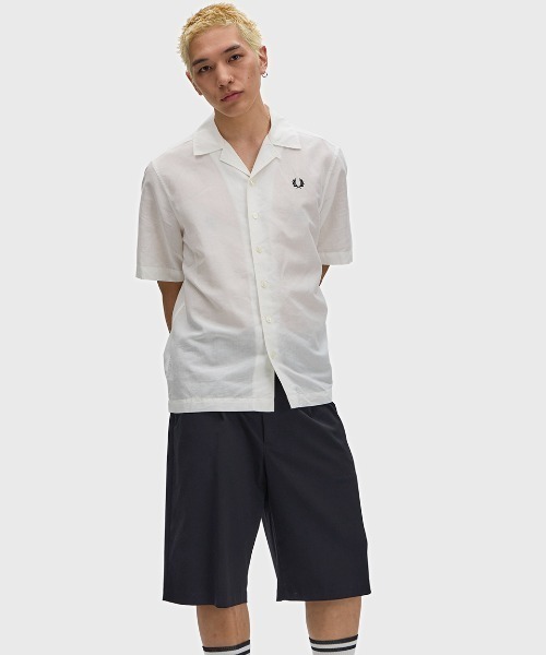 FRED PERRY(フレッドペリー)の「Linen Blend Revere Collar Shirt/リネンブレンドオープンカラーシャツ(シャツ/ブラウス・メンズ・ライトベージュ/ブルー/ネイビー/ブラック/ホワイト・S/M/L)」の12枚目の写真