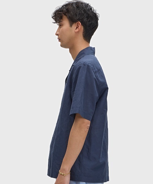 FRED PERRY(フレッドペリー)の「Linen Blend Revere Collar Shirt/リネンブレンドオープンカラーシャツ(シャツ/ブラウス・メンズ・ライトベージュ/ブルー/ネイビー/ブラック/ホワイト・S/M/L)」の9枚目の写真
