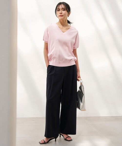Stone  ピンク Vネックニット セール】 【洗える】CASHMERE BLEND Vネック プルオーバーニット