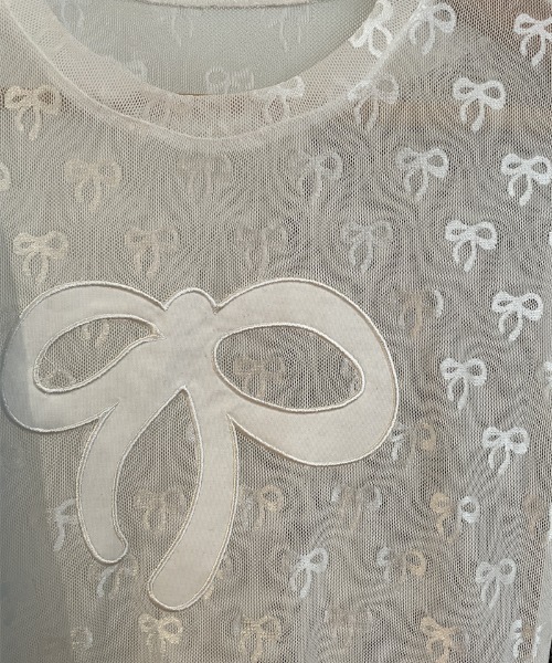 Mejoul(メジュール)の「リボン柄シアーロンT(Tシャツ/カットソー・レディース・ホワイト/ブルー/ブラック・F)」の22枚目の写真