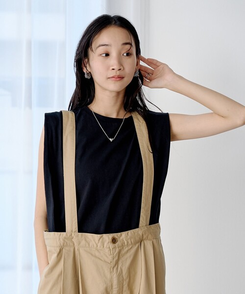 coen(コーエン)の「エマール検証済み【WELLTECT】 USAコットンタックノースリーブTシャツ(Tシャツ/カットソー・レディース・ダークブラウン/ネイビー/ブラック/オフホワイト・M/L)」の8枚目の写真