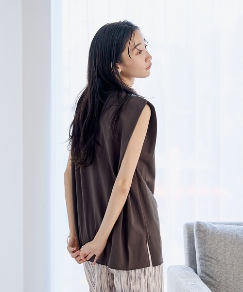 coen(コーエン)の「エマール検証済み【WELLTECT】 USAコットンタックノースリーブTシャツ(Tシャツ/カットソー・レディース・ダークブラウン/ネイビー/ブラック/オフホワイト・M/L)」の14枚目の写真