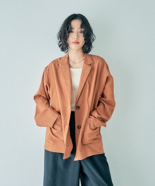 LEPSIM(レプシィム)の「ストライプジャケットライクシャツ 289445(シャツ/ブラウス・レディース・アイボリー/ブラウン・FREE)」の2枚目の写真