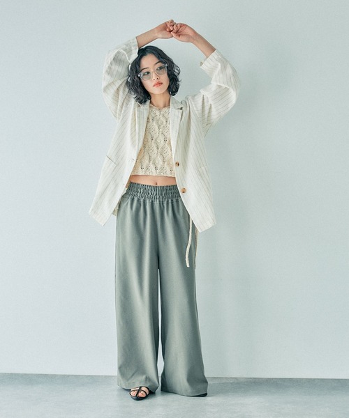 LEPSIM(レプシィム)の「ストライプジャケットライクシャツ 289445(シャツ/ブラウス・レディース・アイボリー/ブラウン・FREE)」の3枚目の写真